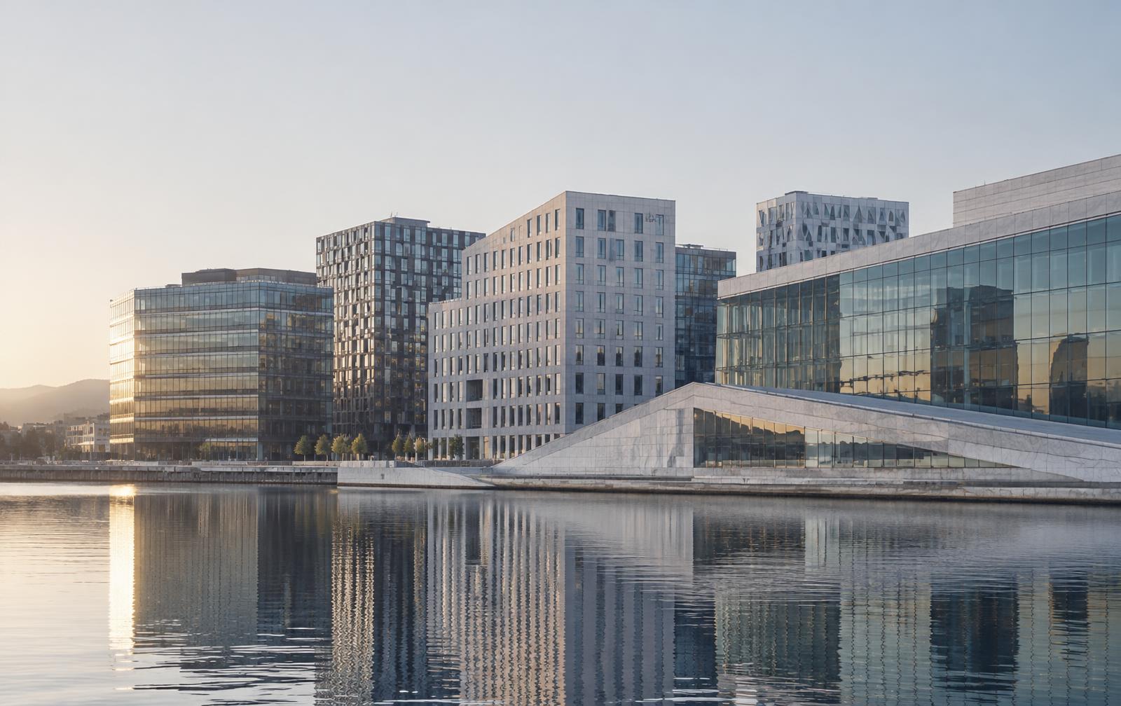 Modern office buildings on the Oslo waterfront